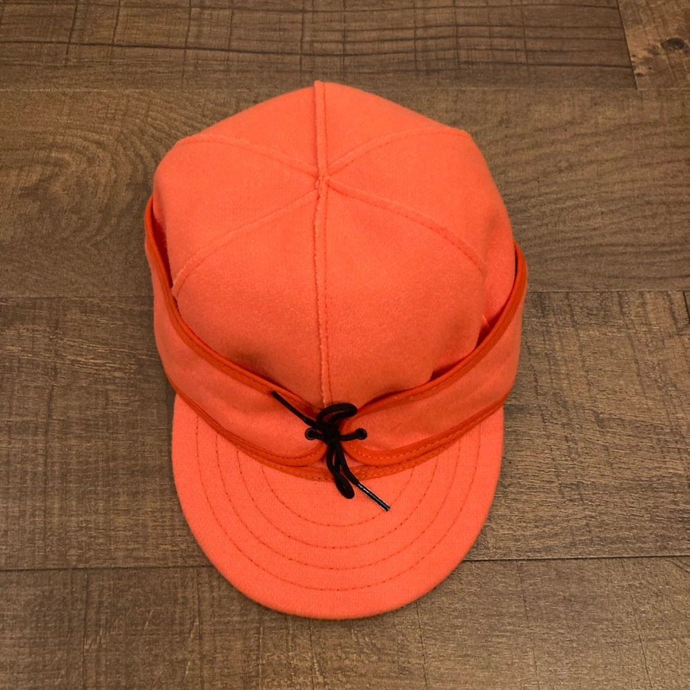 Stormy Kromer The Original Hunting Cap Blaze Orange Wool Blend Size 7 3/8 EUC